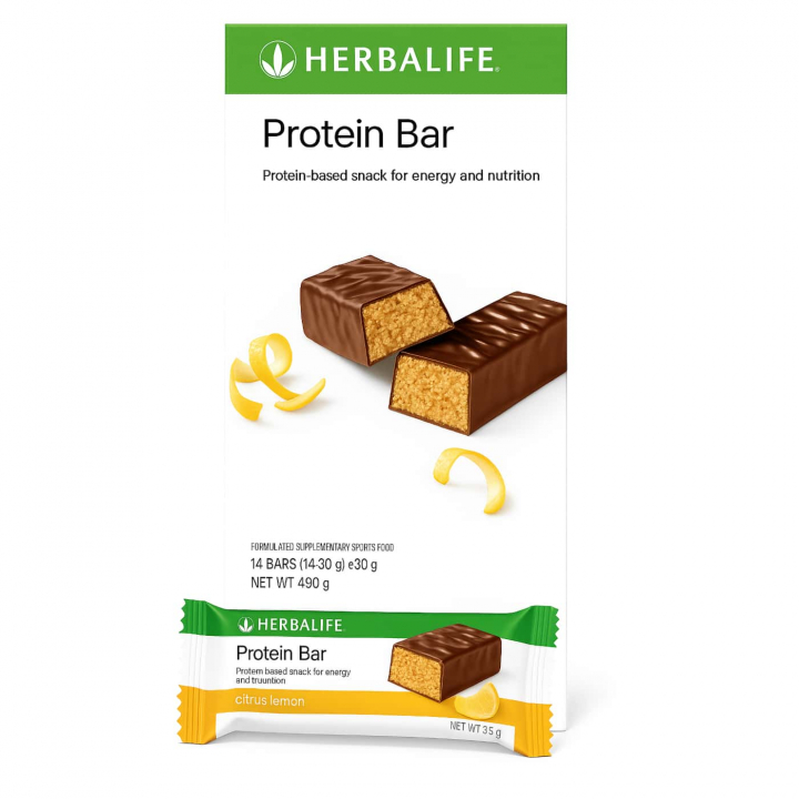 Herbalife Proteinbar Citron | Proteinrikt mellanmål med frisk smak | Praktisk bar med lågt kaloriinnehåll