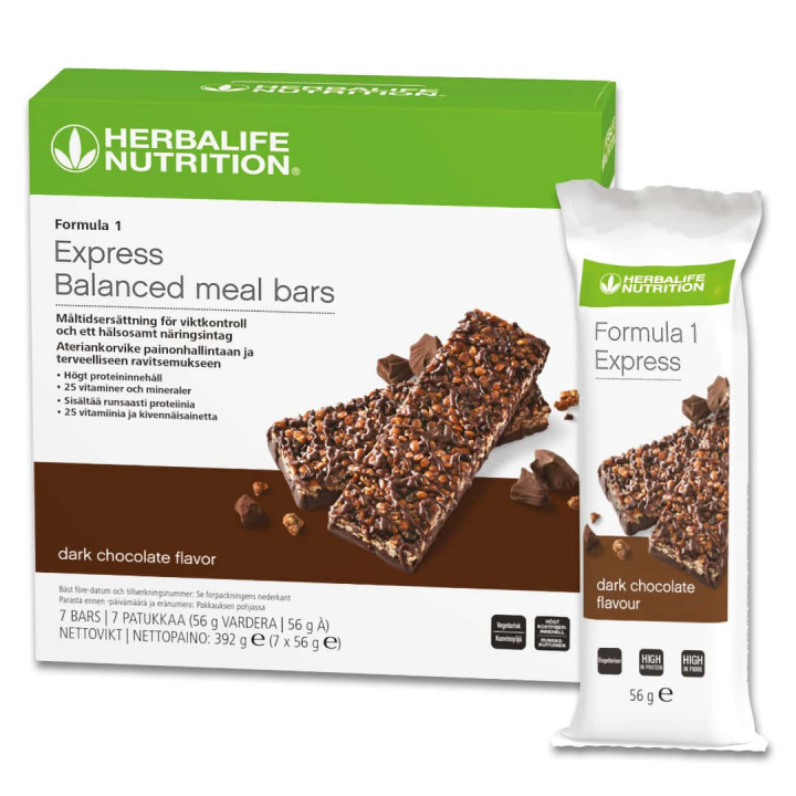 Herbalife Formula 1 Express Balanced Meal Bars - Dark Chocolate i gruppen Mellanmål & Energi hos HerbalClub.se (4472)