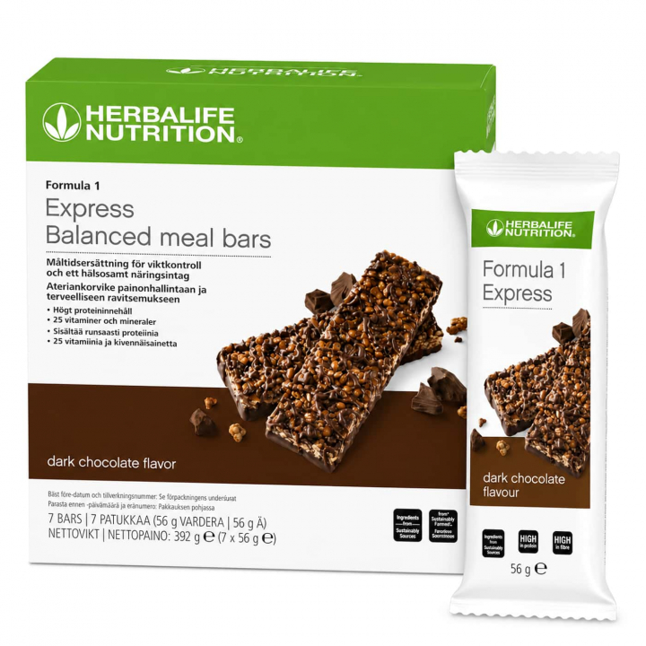 Herbalife Formula 1 Express Balanced Meal Bars - Dark Chocolate i gruppen Mellanmål & Energi hos HerbalClub.se (4472)