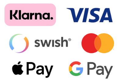 Klarna, apple pay, visa, mastercard, gpay, swish