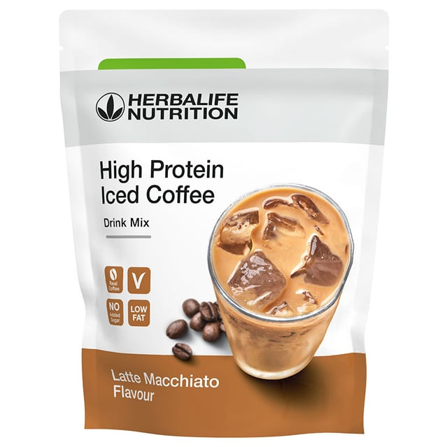 High Protein Iced Coffee Latte Macchiato – proteinrikt iskaffe utan tillsatt socker – 15 g protein och 80 kcal per portion