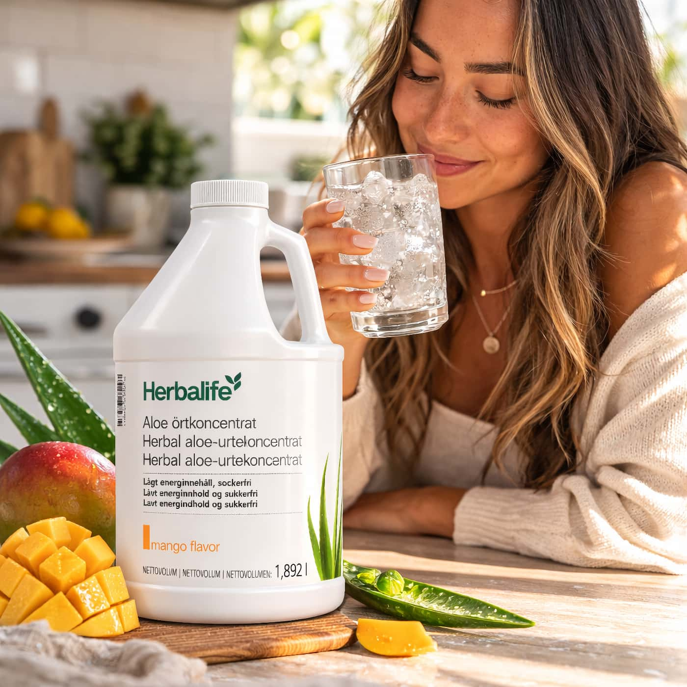 Herbalife Aloe Örtkoncentrat Mango 1,892 l dryckeskoncentrat med aloe vera för att blanda en fruktigt smaksatt aloe-dryck