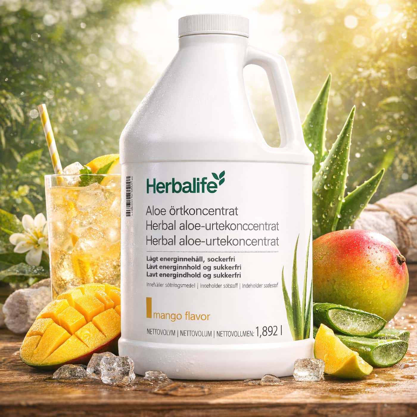 Herbalife Aloe Örtkoncentrat Mango 1,892 l dryckeskoncentrat med aloe vera för att blanda en fruktigt smaksatt aloe-dryck