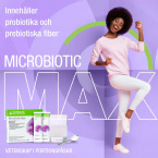 Microbiotic Max - Probiotika och fibrer Microbiotic Max - Probiotika och prebiotiska fibrer med 2 miljarder bakterier per portion och mild vaniljsmak