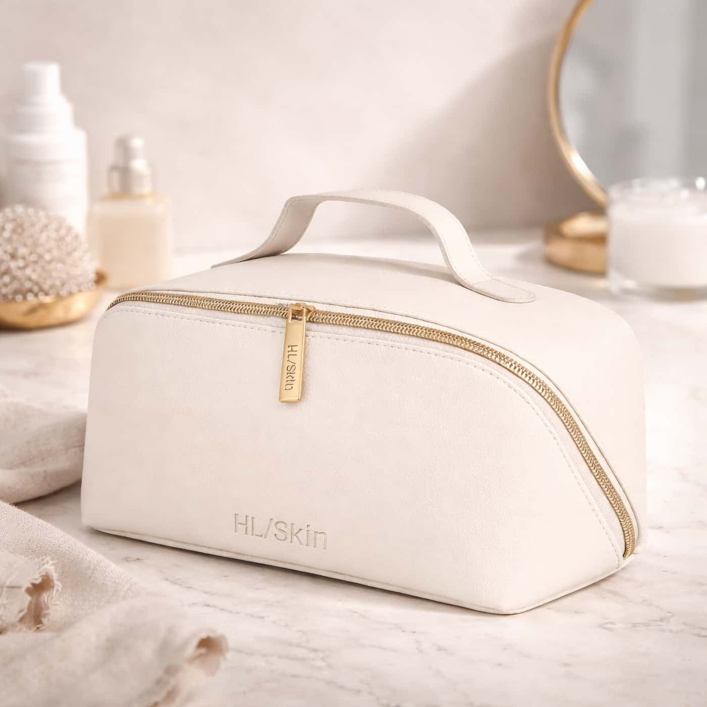 HL/Skin Necessär i veganskt läder för organiserad förvaring av hudvård och makeup