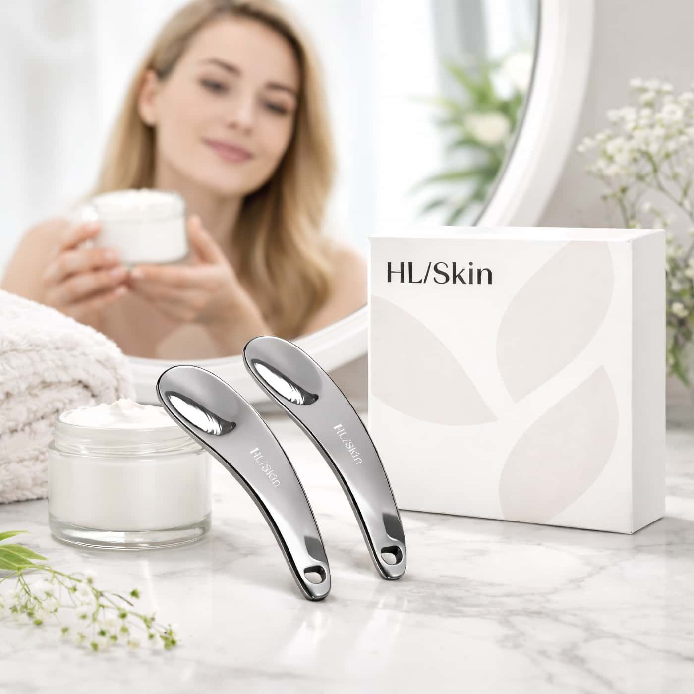 HL/Skin Spatula Set för hudvård (2-pack), spatlar för hygienisk applicering av krämer och masker
