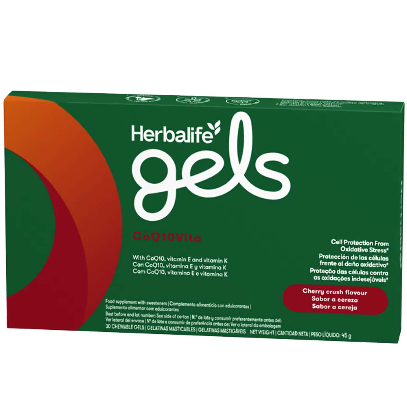 Herbalife Gel CoQ10Vita - Cherry Crush - Tuggbart kosttillskott för hjärthälsa och energi med CoQ10, vitamin E och vitamin K