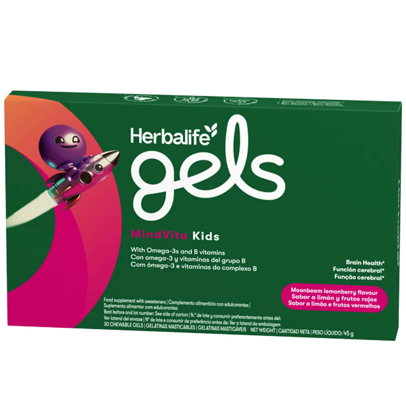 Herbalife Gel MindVita Kids – omega-3 och B-vitaminer för barn – citron och bärsmak – stöder hjärnfunktion och energiomsättning