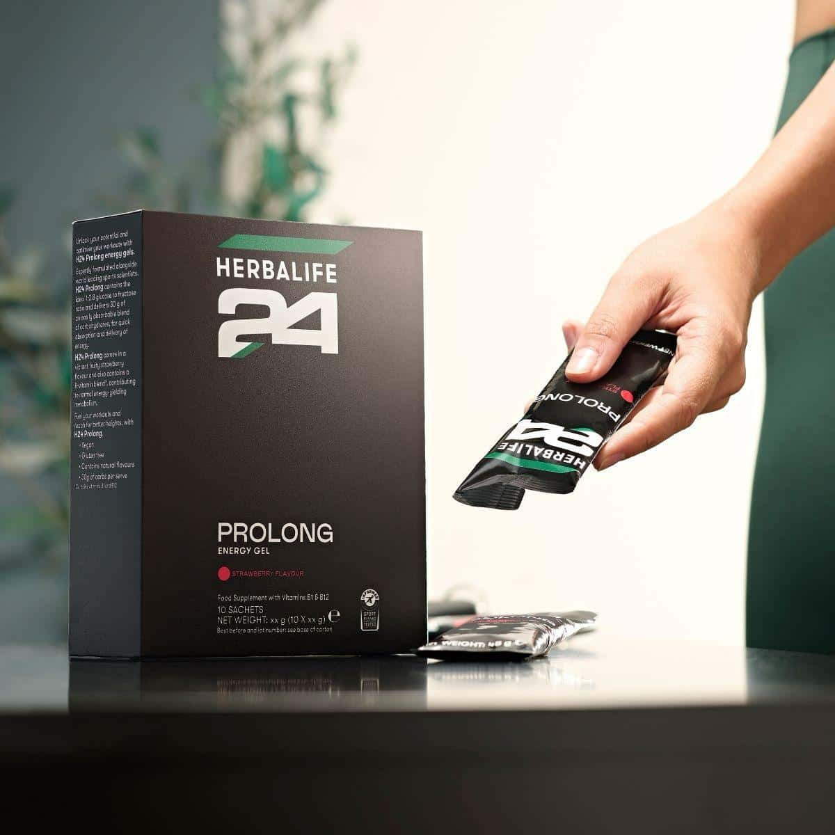 Herbalife H24 Prolong Energy Gel - Jordgubbssmak - Energigel för uthållighetsträning med kolhydrater, vitamin B12 och tiamin