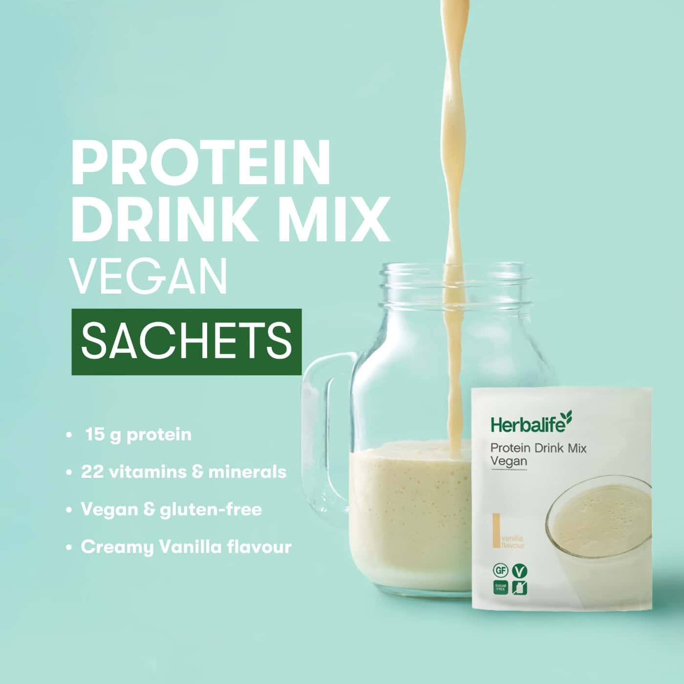 Protein Drink Mix Vegan - Portionspåsar | Växtbaserat protein | Näringsrik & glutenfri proteindryck