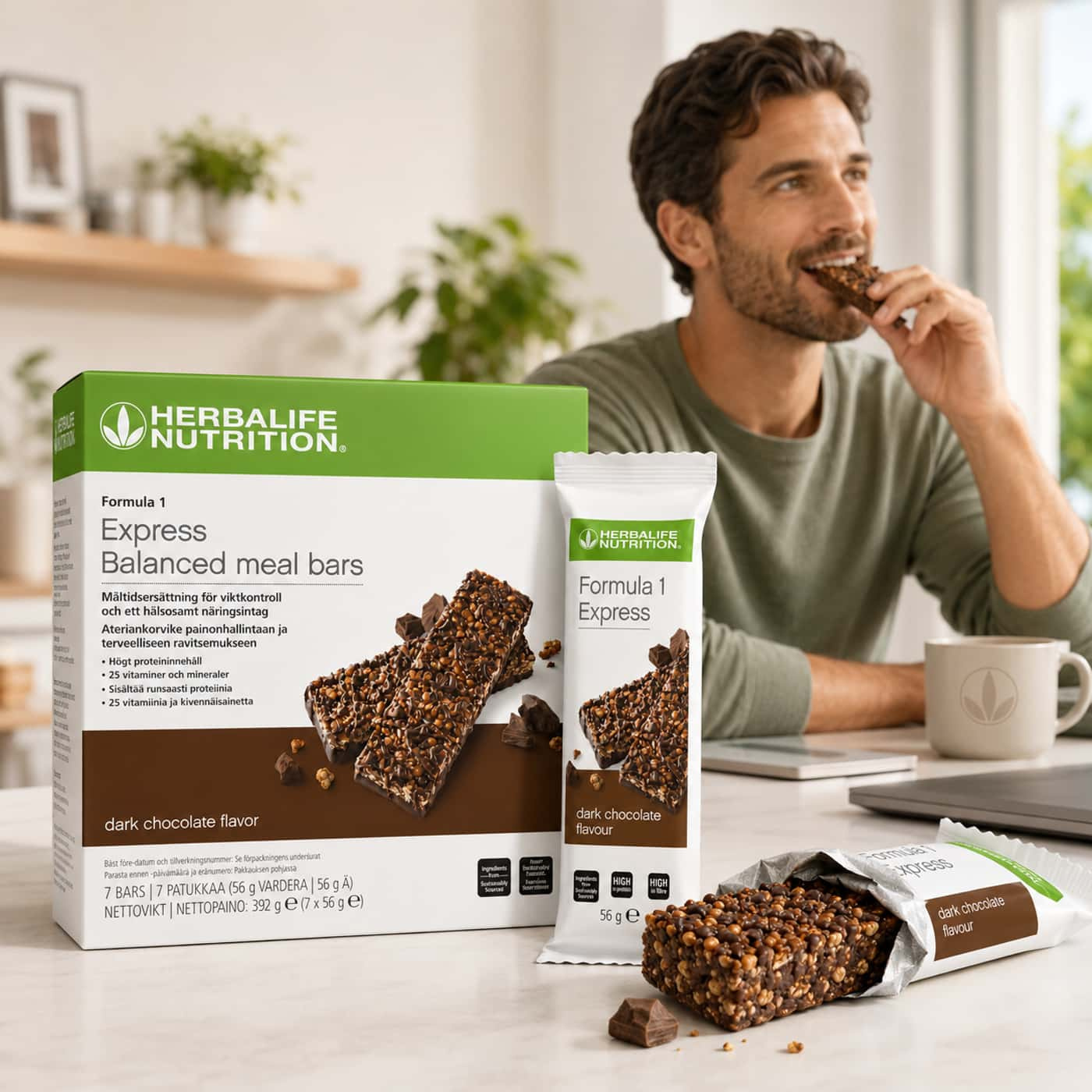 Herbalife Formula 1 Express Balanced Meal Bars - Dark Chocolate