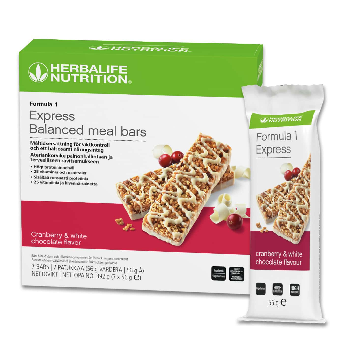 Herbalife Formula 1 Express Balanced Meal Bars - Cranberry & White Chocolate