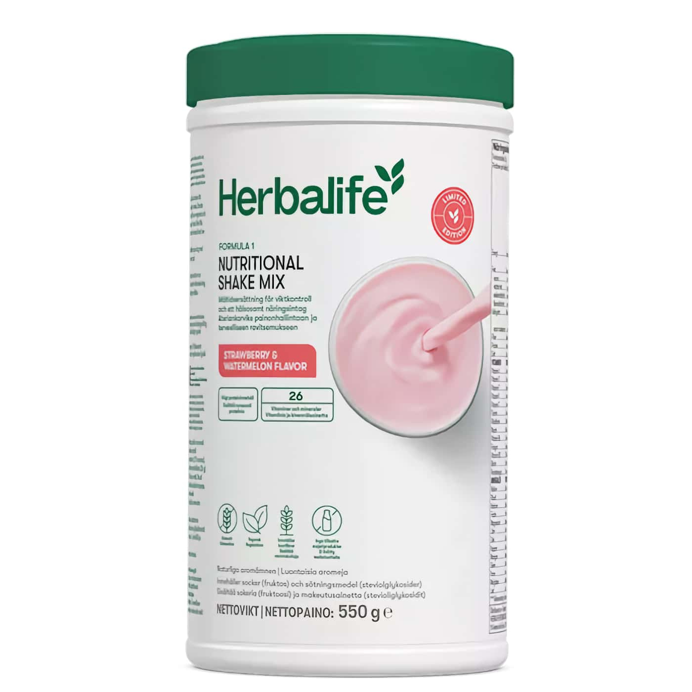 Herbalife Formula 1 Måltidsersättning Strawberry & Watermelon näringsshake med protein från soja och vitaminer