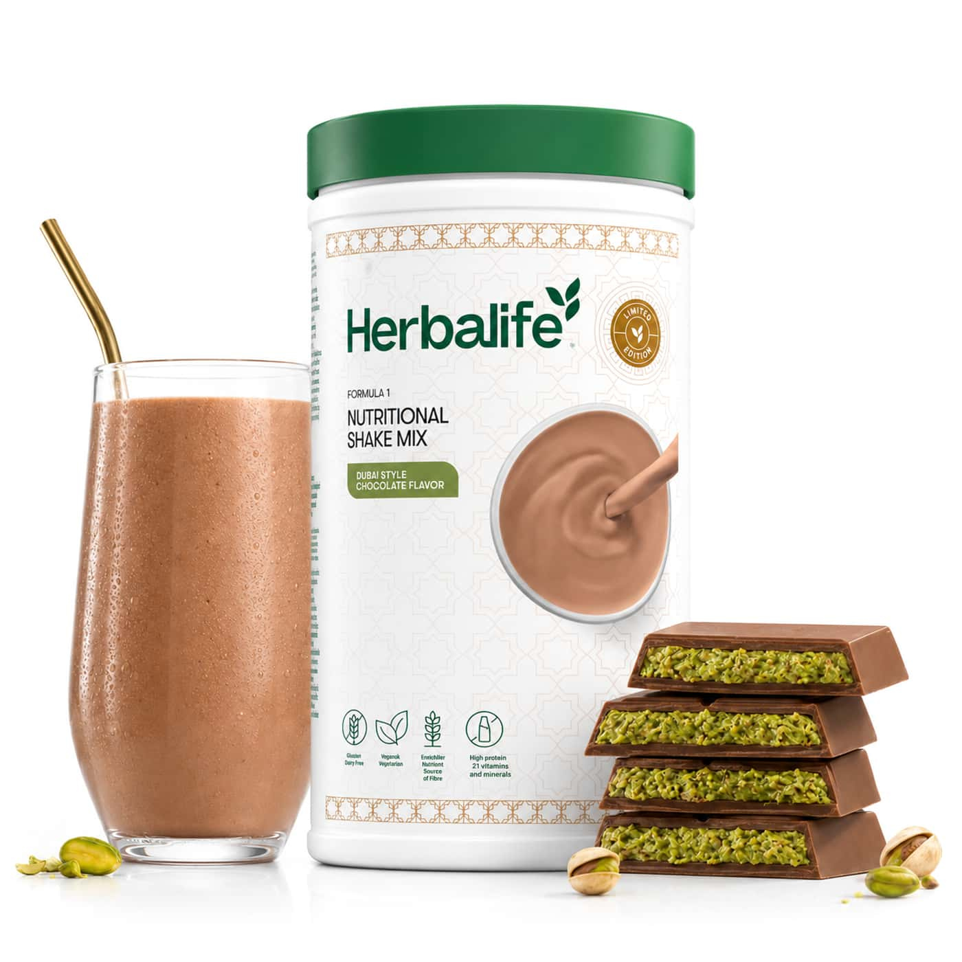 Herbalife Formula 1 Dubai Style Chocolate Flavor måltidsersättning med krämig chokladsmak