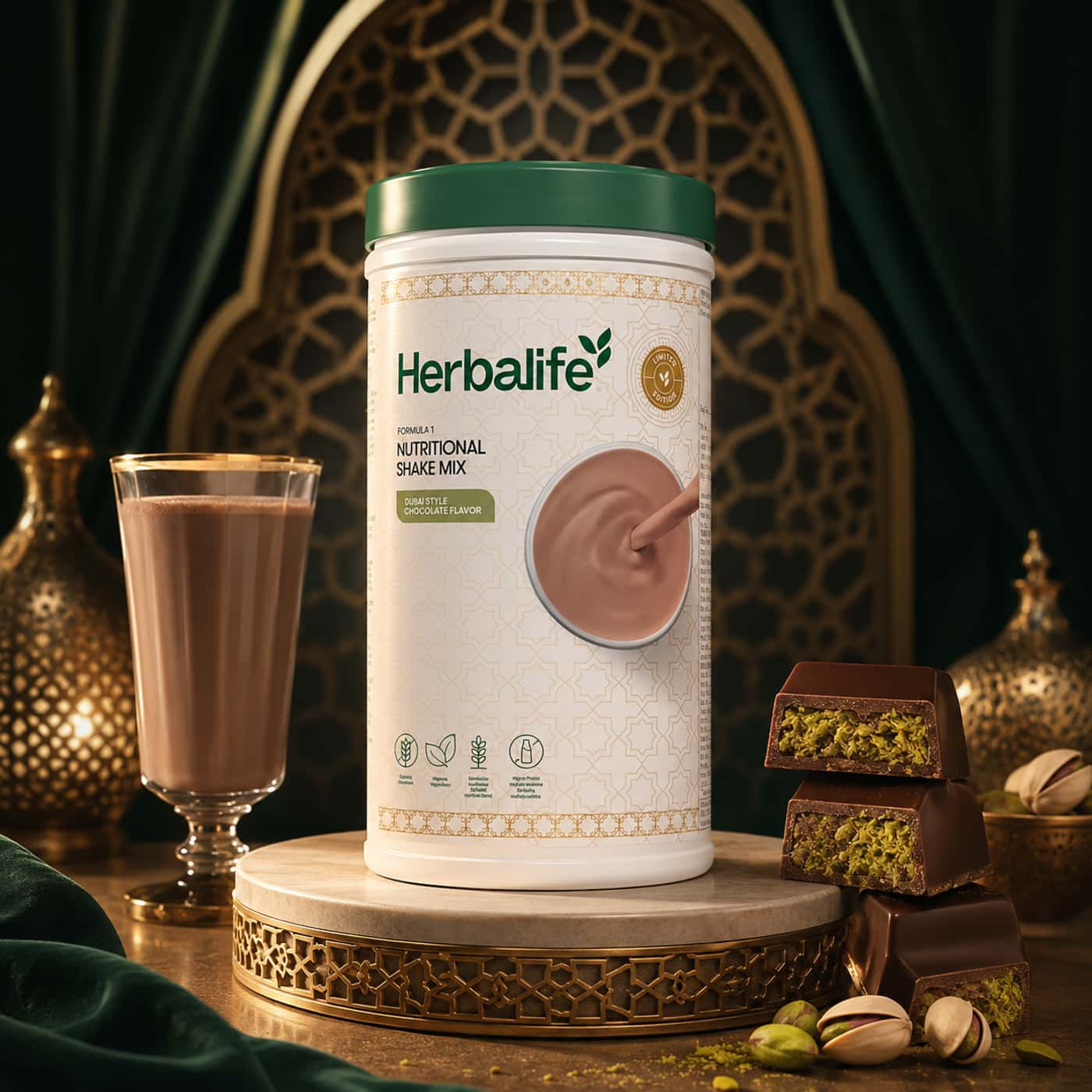 Herbalife Formula 1 Dubai Style Chocolate Flavor måltidsersättning med krämig chokladsmak